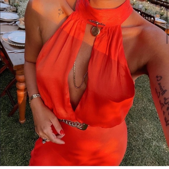 ZARA Satin Effect Halter Dress - Picture 6 of 11